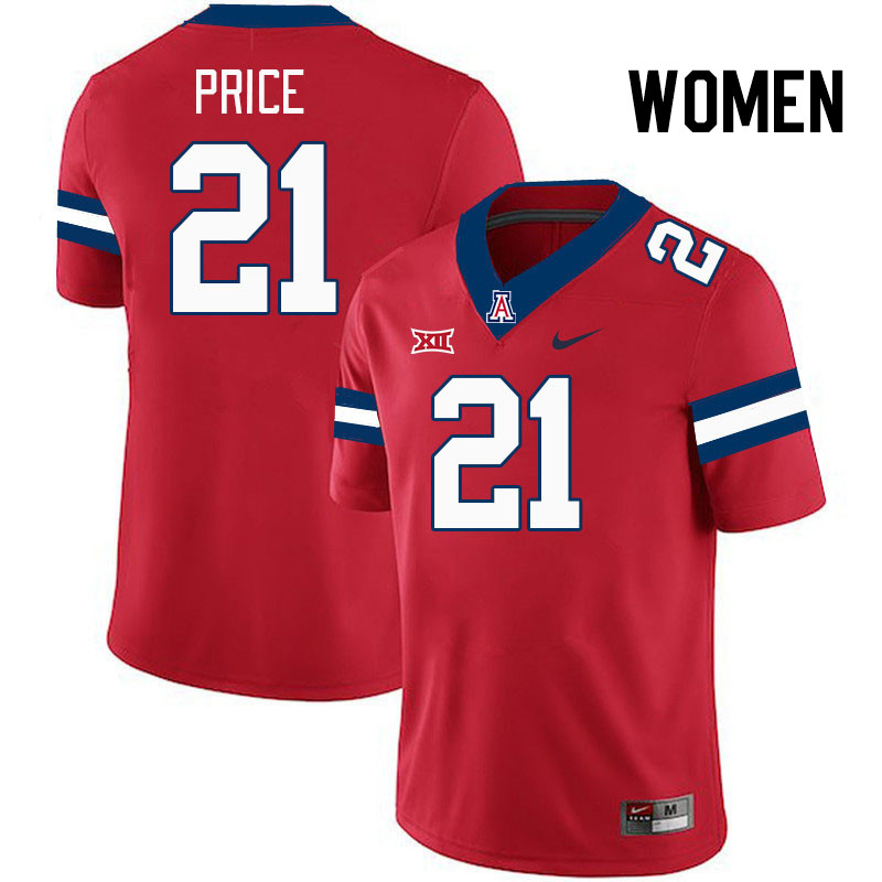 Women #21 Johno Price Arizona Wildcats Big 12 Conference College Football Jerseys Stitched-Red